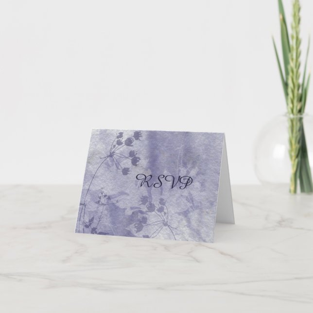 Tarjeta de nota RSVP de recepción floral azul (Anverso)