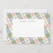 Tarjeta de nota Rubor Pink Gingham Plaid de Moda m