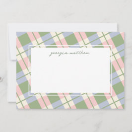 Tarjeta de nota Rubor Pink Gingham Plaid de Moda m