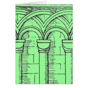 Tarjeta de nota/saludo de arquitectura medieval