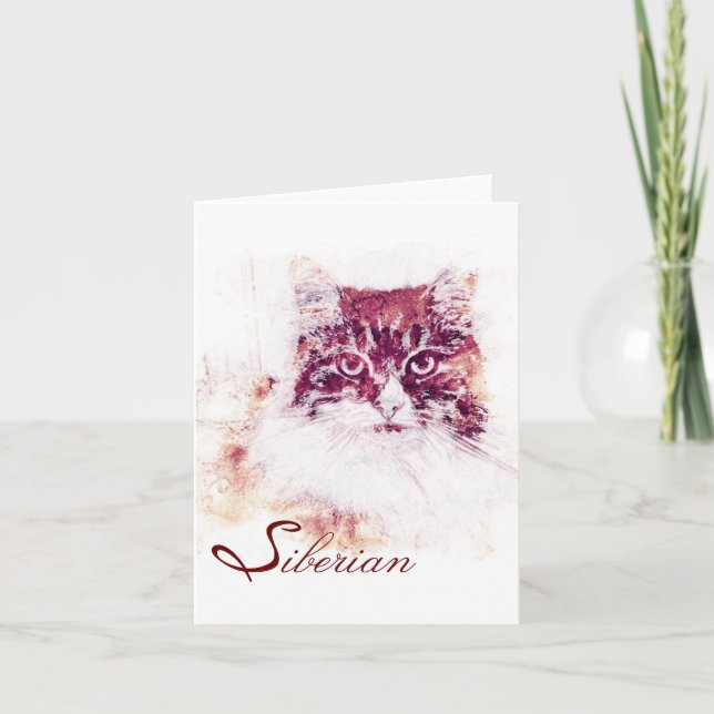Tarjeta de nota siberiana del gato de las (Anverso)