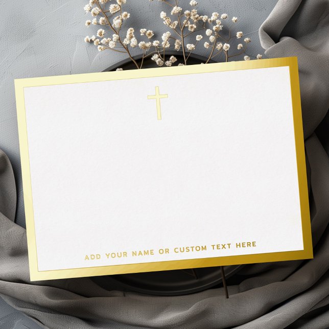Tarjeta de nota simple de papel de plata u hoja de (Simple cross border silver or gold foil note card)