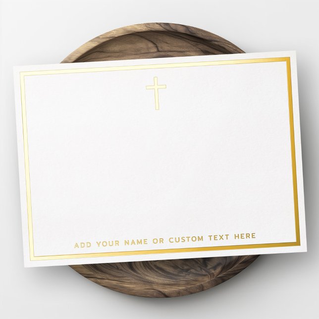 Tarjeta de nota simple de papel de plata y oro con (Simple cross border silver gold foil note card)
