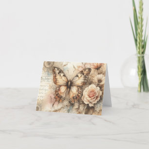 Tarjeta de nota simple elegante rústica floral mar