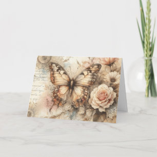 Tarjeta de nota simple elegante rústica floral mar