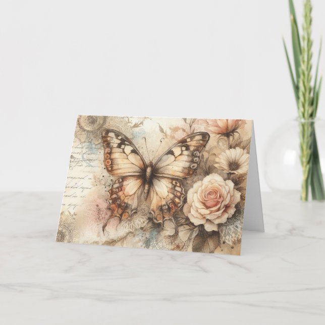 Tarjeta de nota simple elegante rústica floral mar (Anverso)