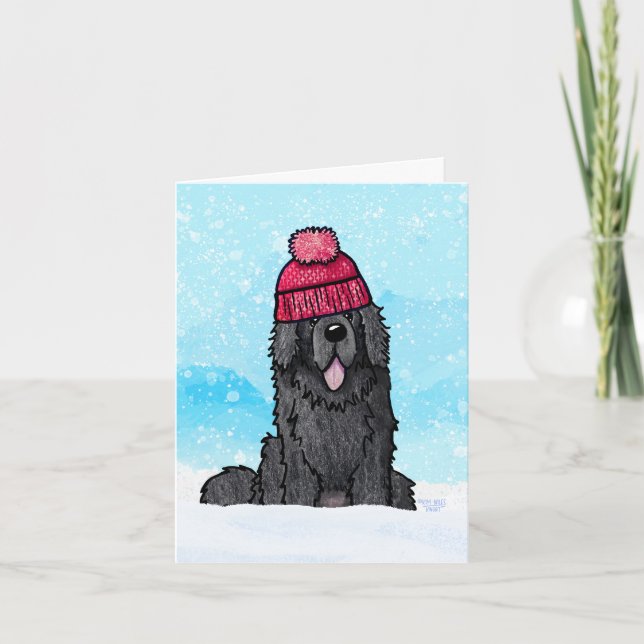 Tarjeta de nota Snowy Newfoundland (Anverso)