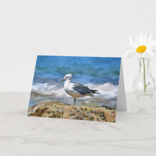 Tarjeta de nota sobre arte oceánico de las aves gr