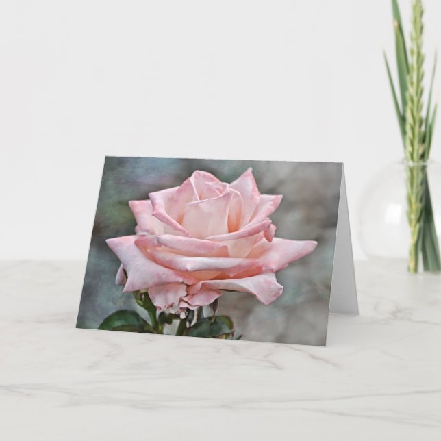 Tarjeta de nota sobre arte rosa rosa rosa bebé (Anverso)