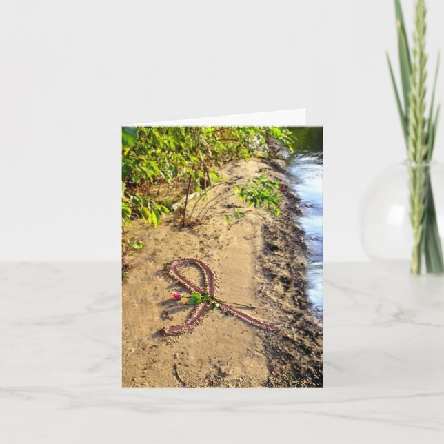 Tarjeta de nota sobre el cáncer de mama - Cinta ro (Anverso)