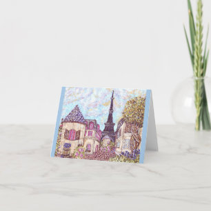 Tarjeta de nota sobre el Pointillismo inspirado en