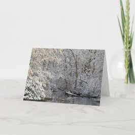 Tarjeta de nota sobre la escena del río de nieve t