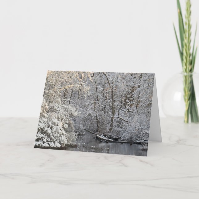 Tarjeta de nota sobre la escena del río de nieve t (Anverso)