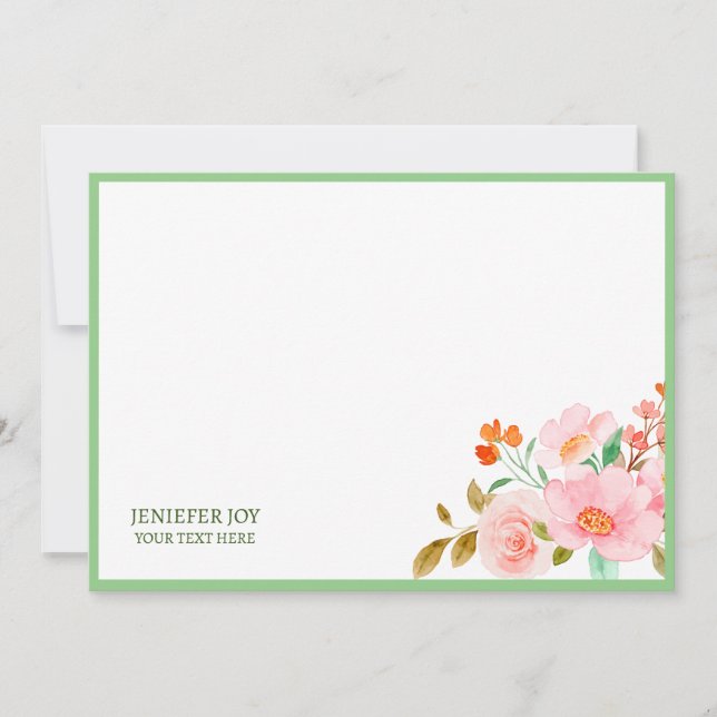 Tarjeta de nota sobre la vegetación rosa de Rubor  (Anverso)