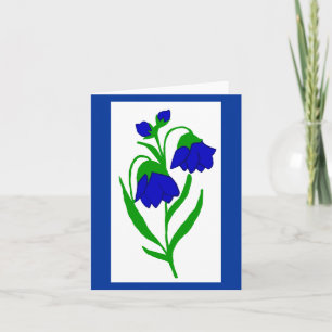 Tarjeta de nota sobre las flores azules de Pua