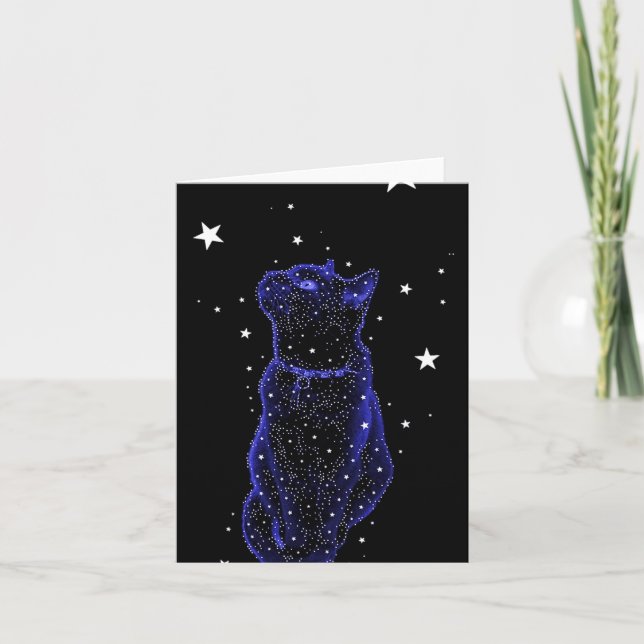 Tarjeta de nota Stargazing del gato (Anverso)