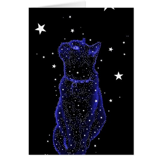 Tarjeta de nota Stargazing del gato