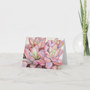 Tarjeta de nota suculenta rosa rosette