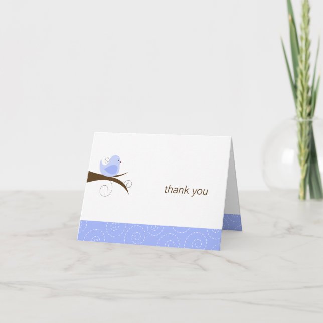 Tarjeta De Nota Swirly Blue Bird Gracias, Follado (Anverso)