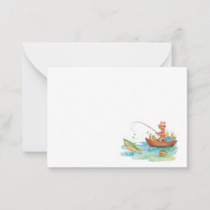 Tarjeta de nota temática de pesca - Escena de pesc