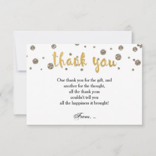 Tarjeta de nota THANK YOU con impresión dorada y b