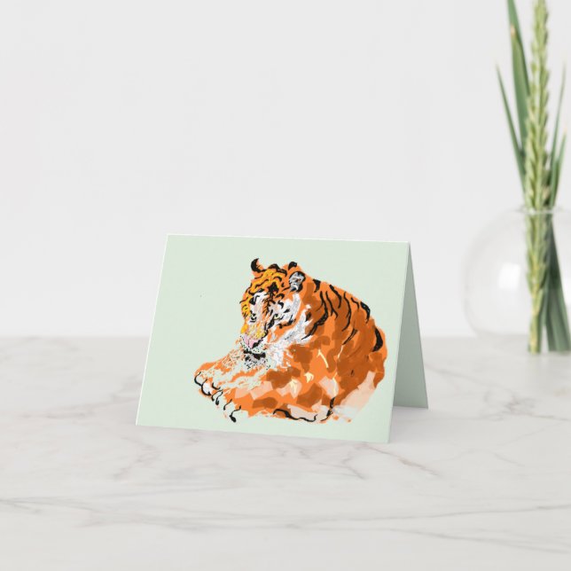 Tarjeta de nota: Tigre esperando por ella (Anverso)