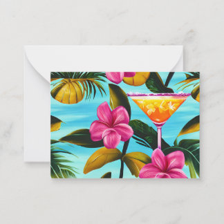 Tarjeta de nota tropical hawaiana
