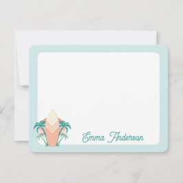 Tarjeta de Nota Tropical Retro Beach Surfboard Pal