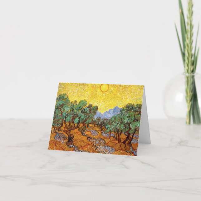 Tarjeta de nota Van Gogh Olive Trees (Anverso)