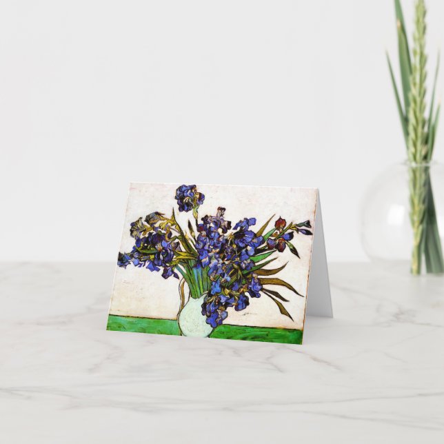 Tarjeta de nota Van Gogh Vase de Irises (Anverso)