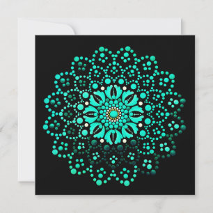 Tarjeta de nota Verde azulada de Mandala Blank