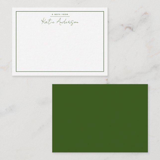 Tarjeta de nota verde de escritura de escritura de (Anverso / Reverso)
