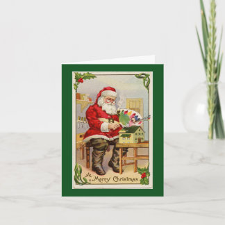 Tarjeta de nota verde del taller de Santa Claus