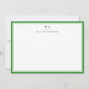 Tarjeta de nota verde monográfica clásica
