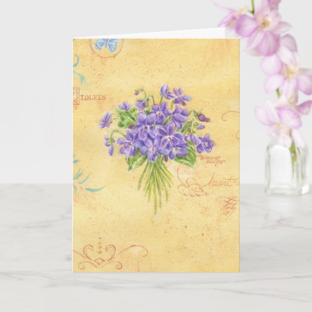 Tarjeta de nota Violet Bouquet Blank (Orquídea)