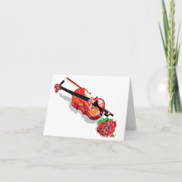 Tarjeta de nota /violín con un Rosa
