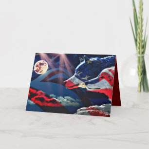 Tarjeta de nota Wolf Wolves Full Moon