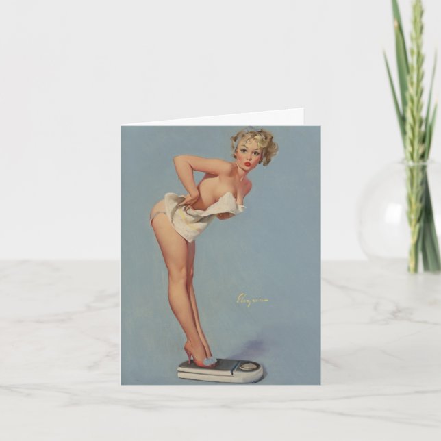 Tarjeta de nota "Woman on Bathroom Scale" (Anverso)