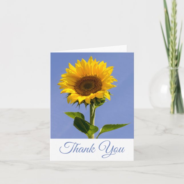 Tarjeta de notas azul flor de girasol amarillo gra (Anverso)