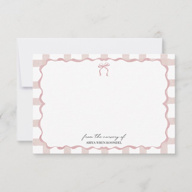 Tarjeta de notas con borde rosa para guardería de  (Anverso)
