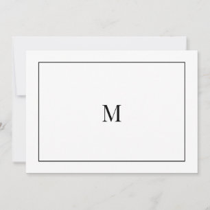Tarjeta de Notas con Monograma Elegante en Blanco