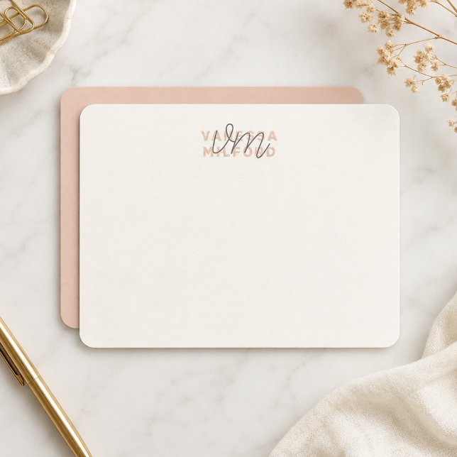 Tarjeta de notas | Conjunto de tarjetas de papeler (Personalized monogram notecard for elegant thank you notes and stylish stationery.)