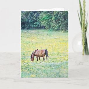 Tarjeta de notas de arte de caballo en pradera
