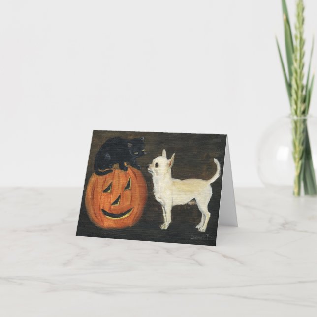 Tarjeta de notas de arte de Chihuahua Halloween (Anverso)