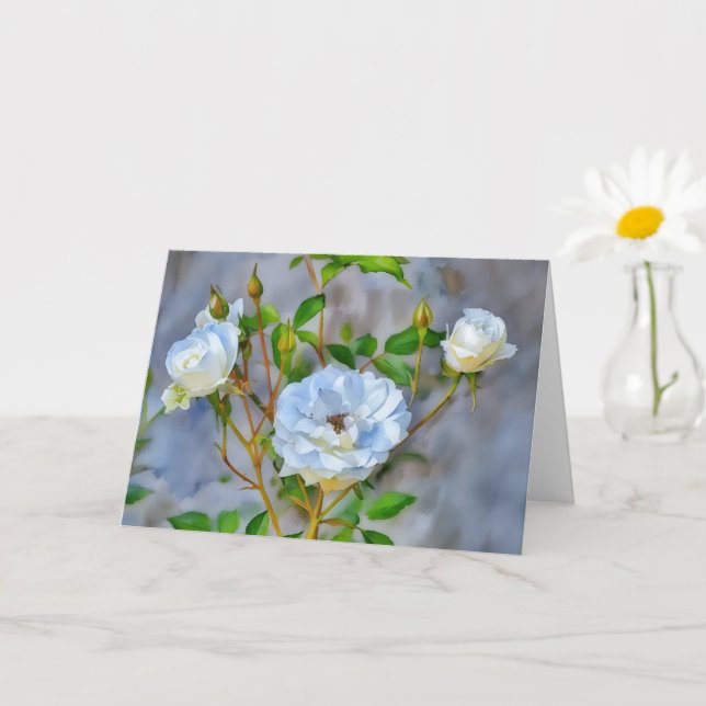 Tarjeta de notas de arte de tres rosas blancas (Planta pequeña)
