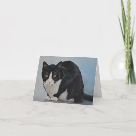 Tarjeta de notas de arte para gatos negro y blanco