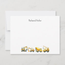 Tarjeta de notas de camiones de construcción perso