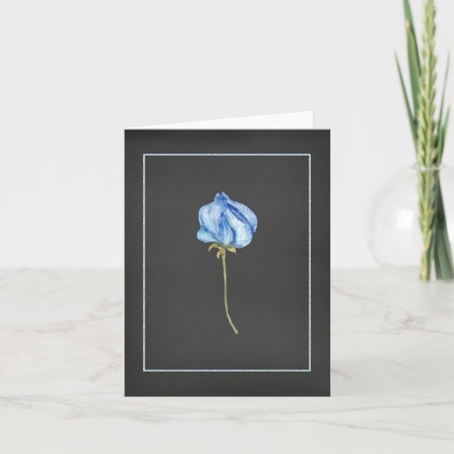 Tarjeta de notas de capullo de rosa azul (Anverso)