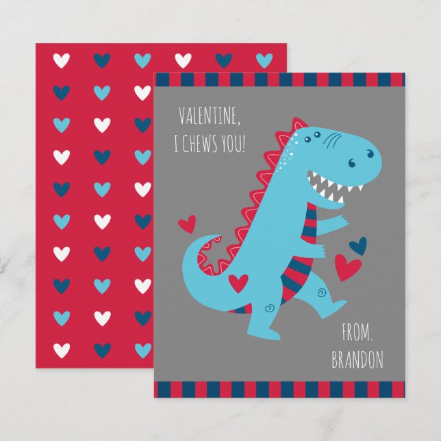 Tarjeta de notas de dinosaurio para niños en aula (Anverso / Reverso)