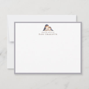 Tarjeta de notas de guardería de loro y mamá